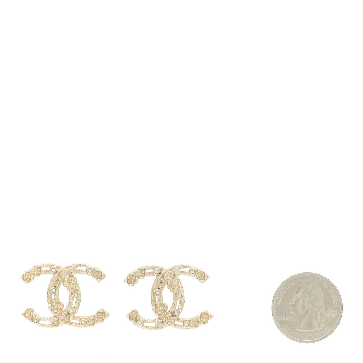 Crystal CC Camellia Earrings Gold
