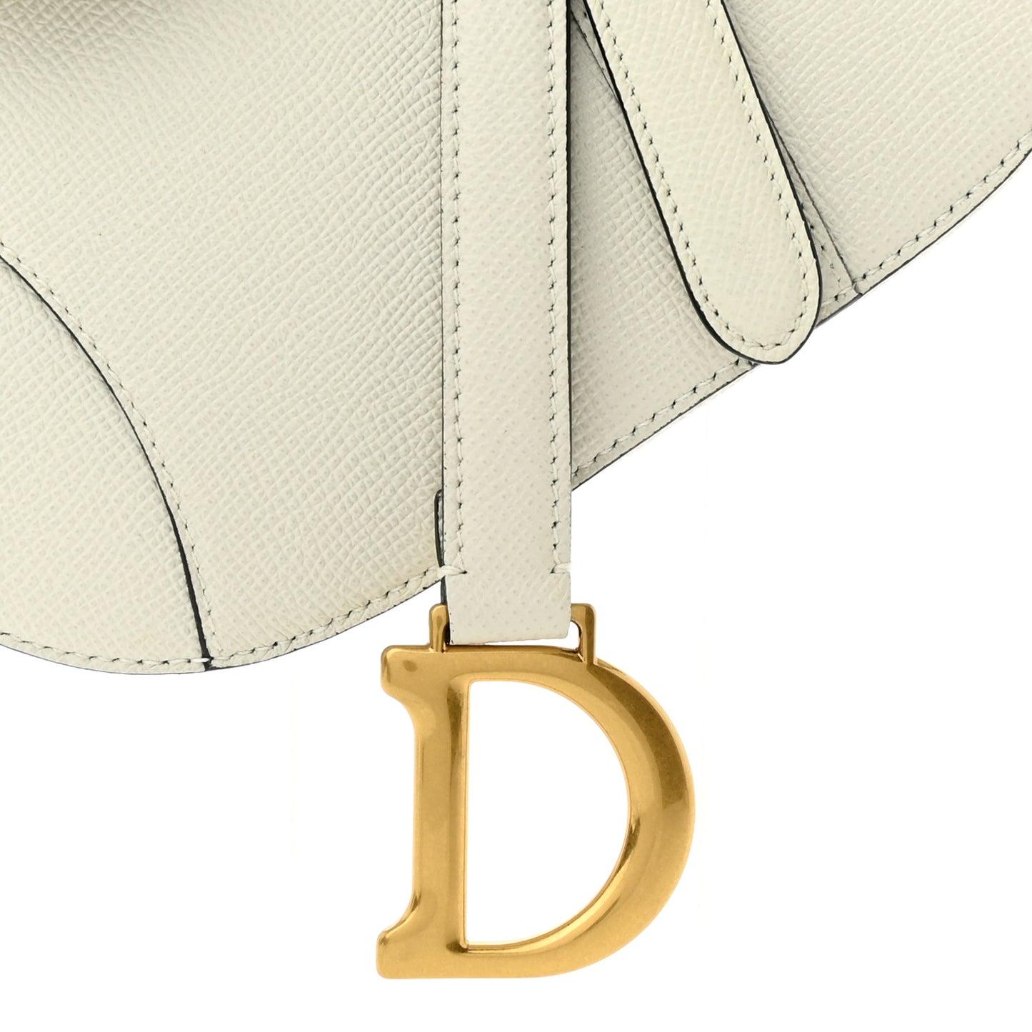 Grained Calfskin Mini Saddle Bag White
