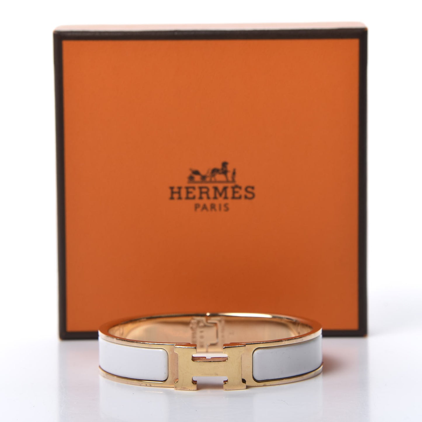 Enamel Narrow Clic Clac H Bracelet PM White