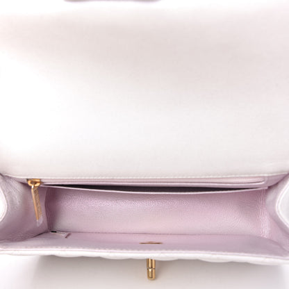 Chanel Iridescent Lambskin Quilted Mini Top Handle Rectangular Flap White 5 of 11