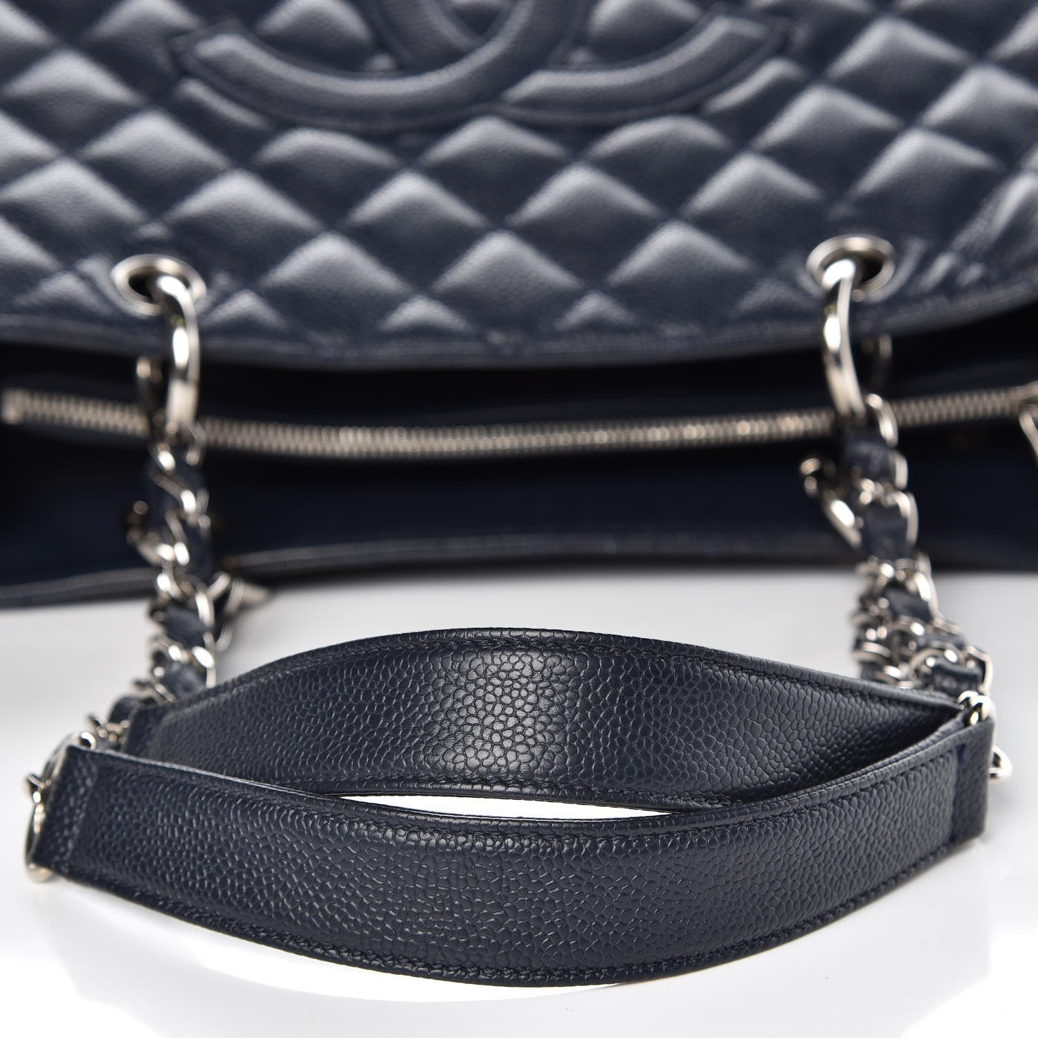 Chanel Caviar Quilted Grand Shopping Tote GST Navy Blue 13 of 14
