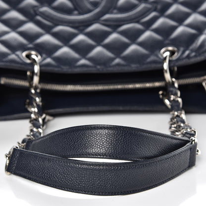 Chanel Caviar Quilted Grand Shopping Tote GST Navy Blue 13 of 14