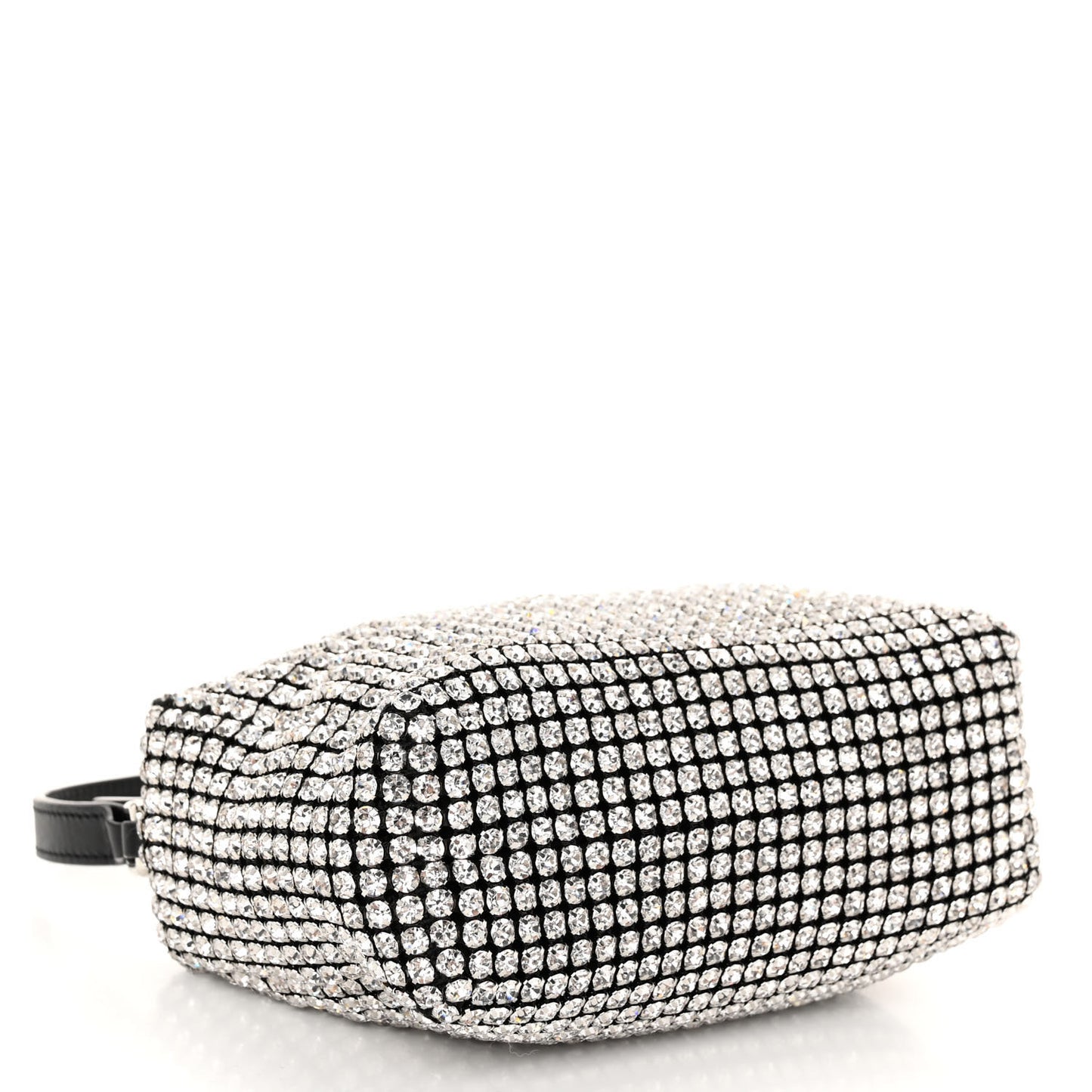 Mesh Crystal Rhinestone Mini Heiress Pouch Black Silver