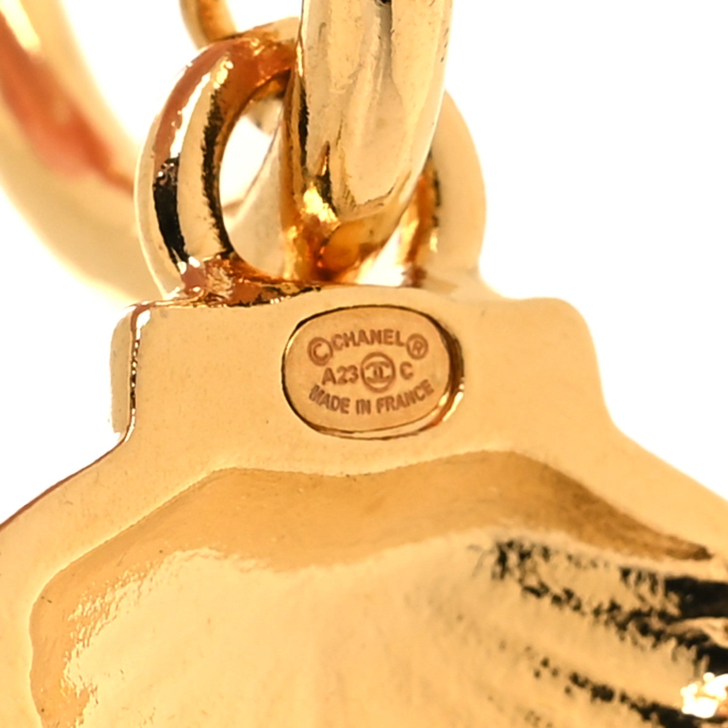 Chanel Crystal CC Shell Hoop Earrings Gold 4 of 5