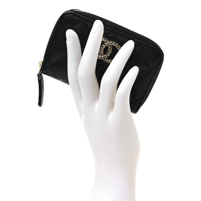 Chanel Caviar Quilted Perforated CC Zip Coin Purse Black 2 of 8