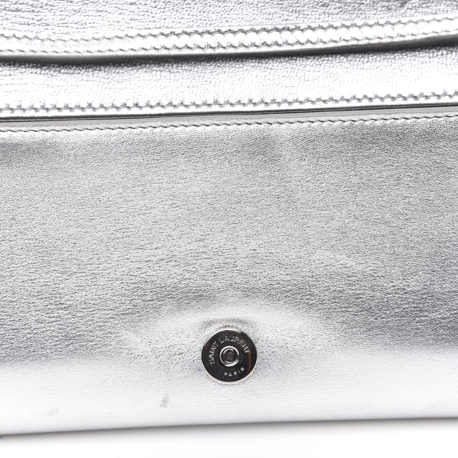 Saint Laurent Nappa Silk Fetiche Clutch Argento 14 of 15