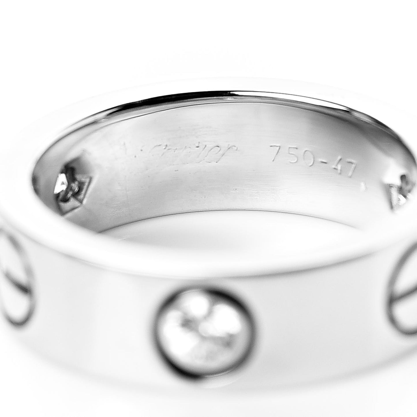 18K White Gold 3 Diamond 5.5mm LOVE Ring 47 4