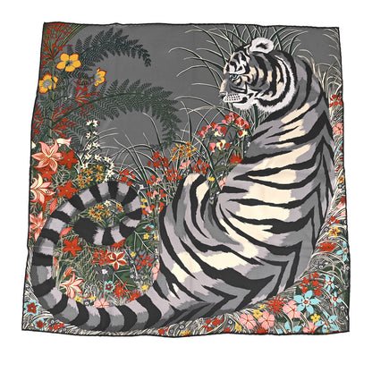 Hermes Silk Tyger Tyger Scarf 70 Bleu Lavande Vert 1 of 4