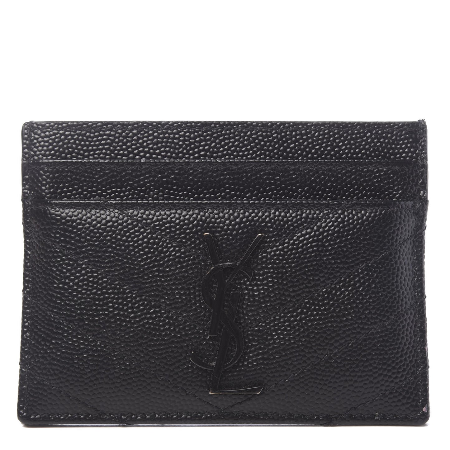 Grain De Poudre Matelasse Chevron Monogram Credit Card Case Black