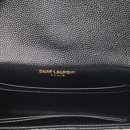 Saint Laurent Grain De Poudre Matelasse Chevron Small Monogram Envelope Wallet Black 4 of 4
