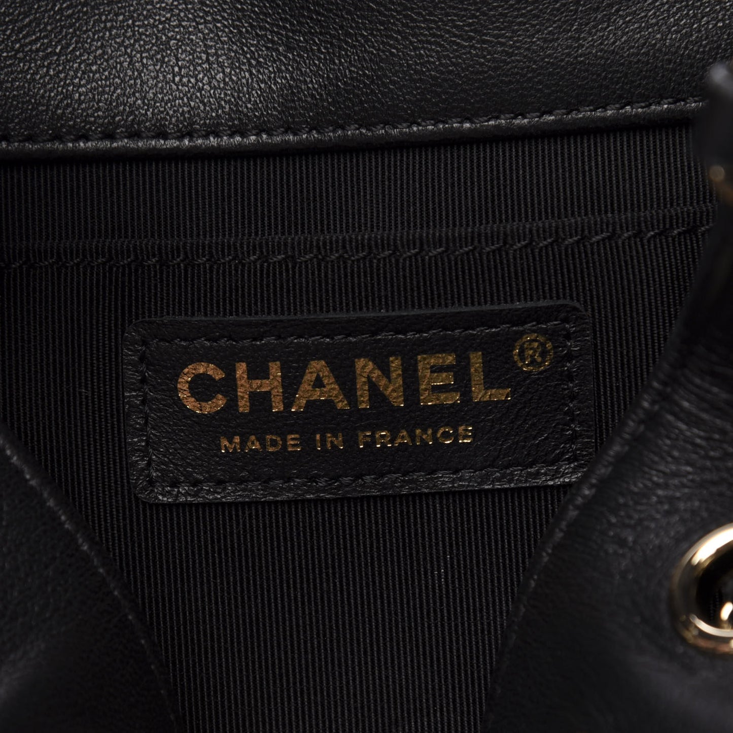 Lambskin Chevron Small Drawstring Bag Black