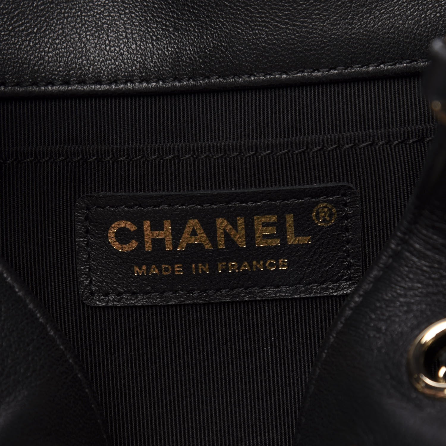 Chanel Lambskin Chevron Small Drawstring Bag Black 8 of 11