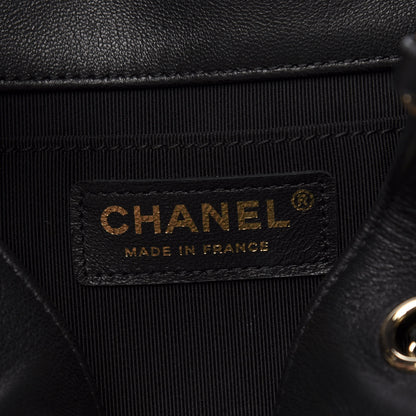 Chanel Lambskin Chevron Small Drawstring Bag Black 8 of 11