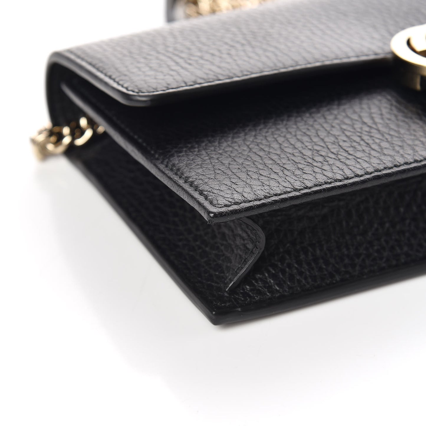Dollar Calfskin Interlocking G Chain Wallet Black