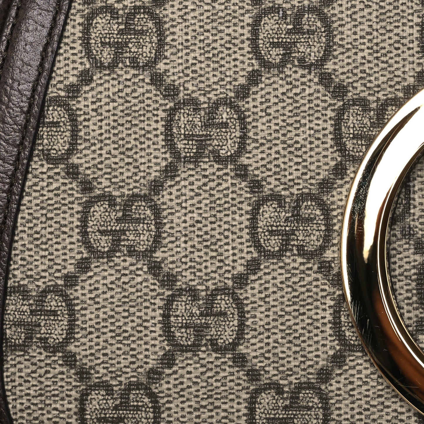 GG Supreme Monogram Textured Dollar Calfskin Mini Blondie Chain Shoulder Flap Bag Beige Ebony New Acero