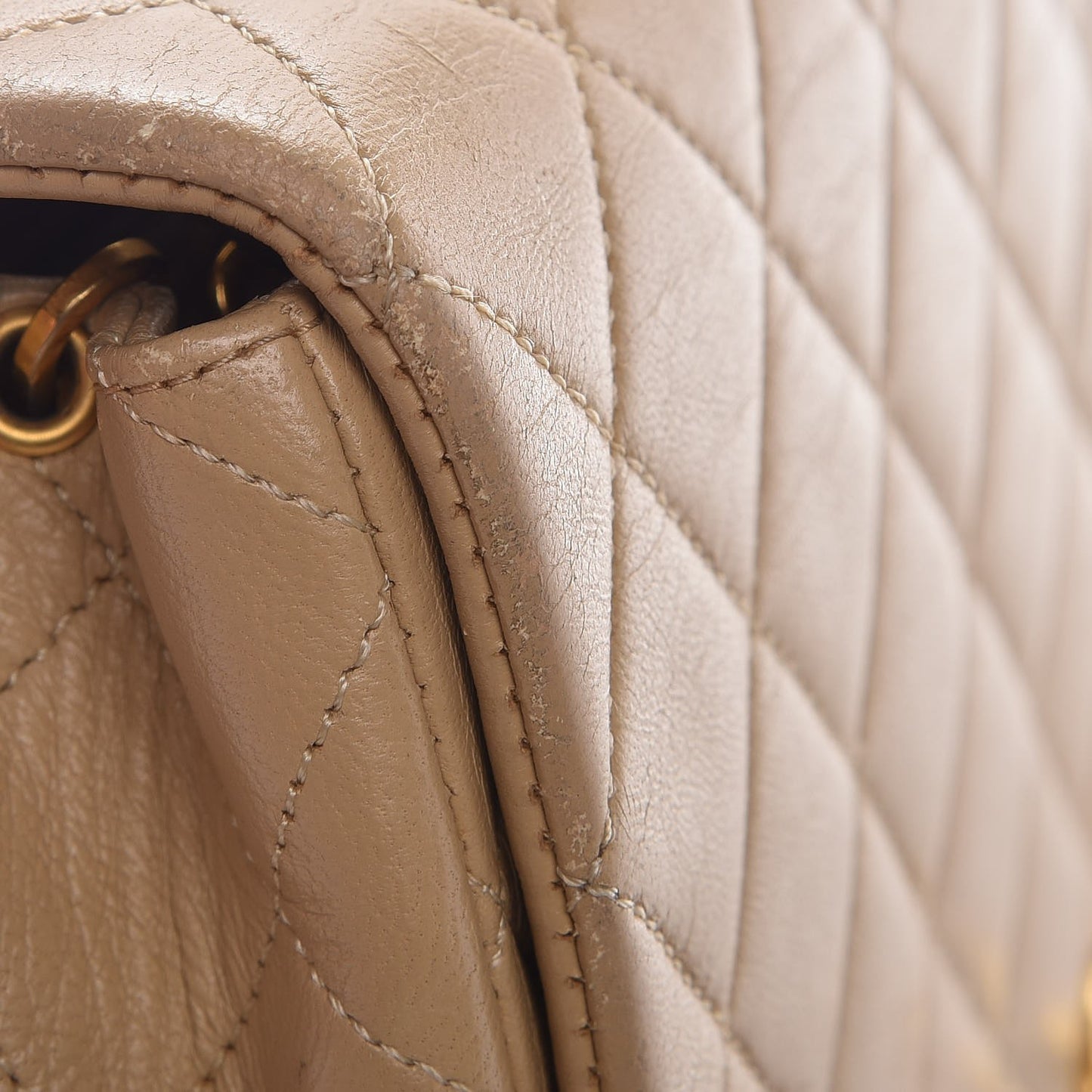 Lambskin Quilted Small Single Flap Beige
