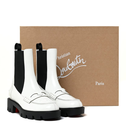 Christian Louboutin Calfskin Abrasivato Montezumo Lug Chelsea Boots 37.5 White Black 12 of 12