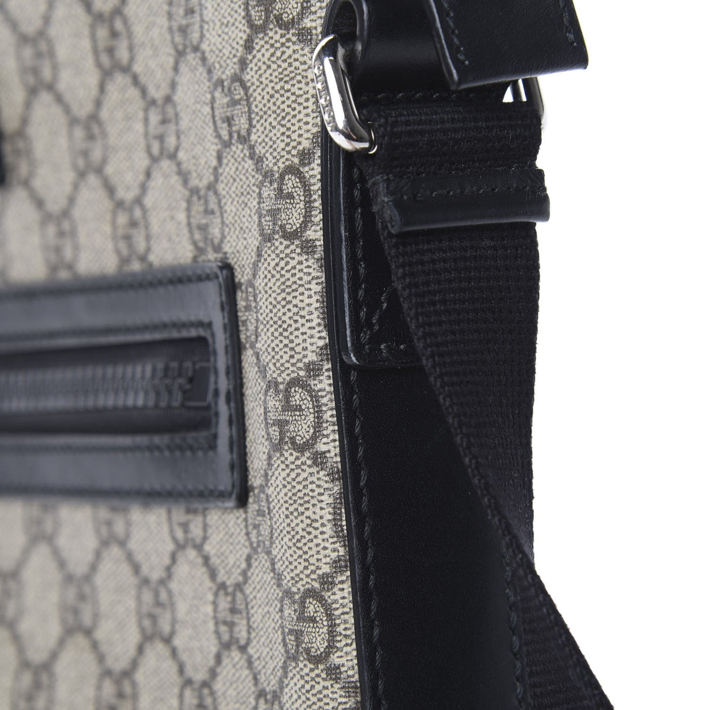 GG Supreme Monogram Flat Messenger Bag Black
