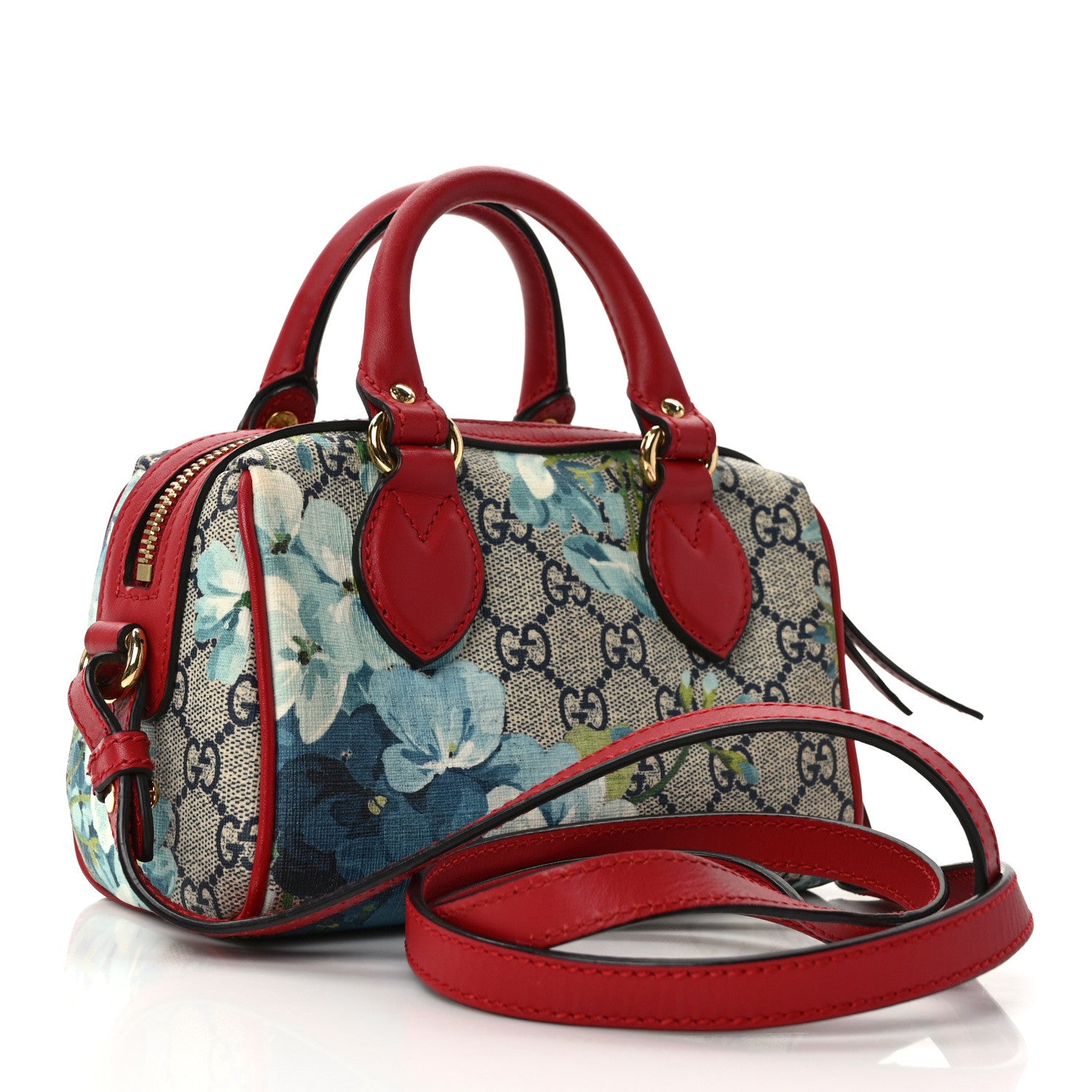 Gucci GG Supreme Monogram Blooms Mini Boston Navy Blue Hibiscus 3 of 16