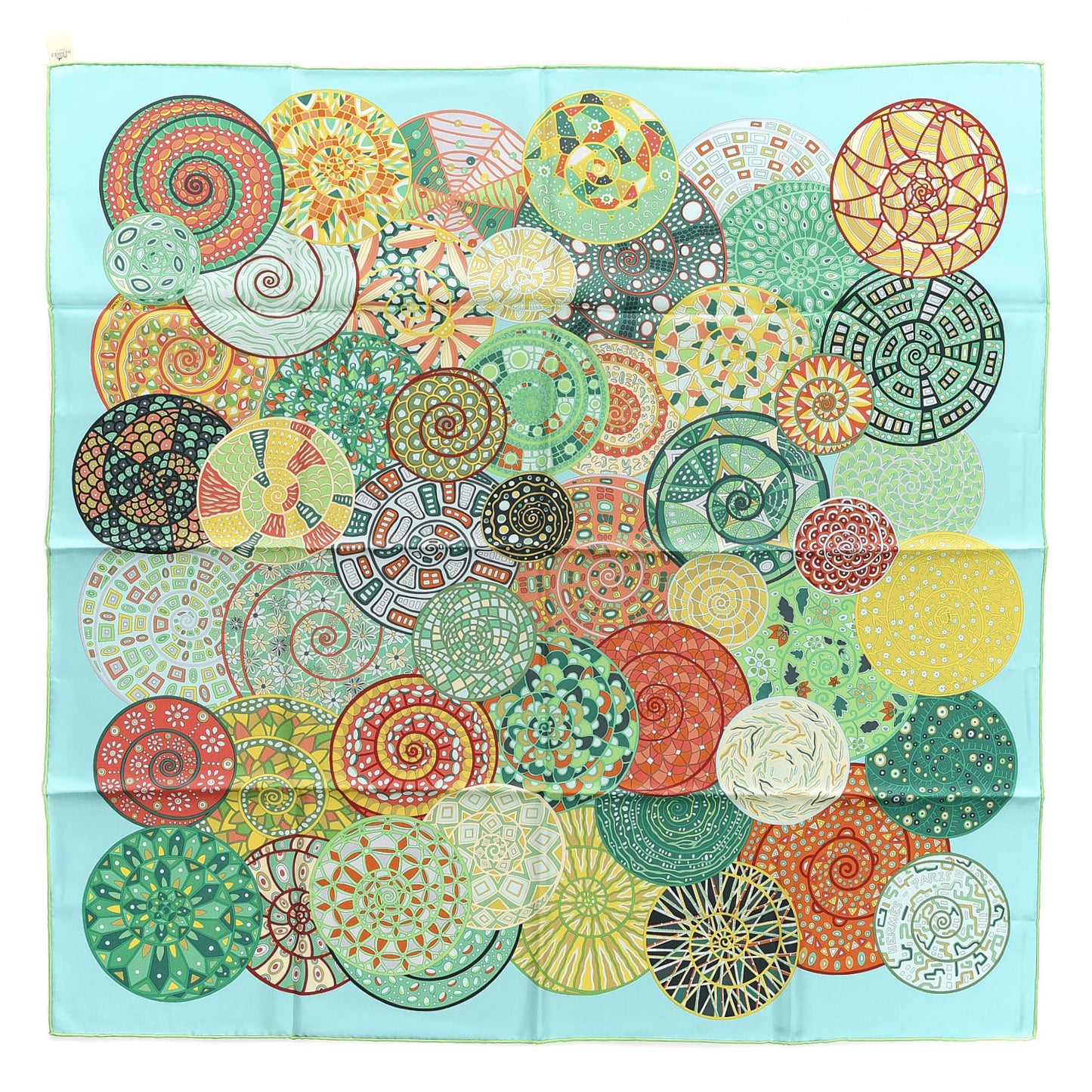 Silk Reves d'Escargots Scarf 90 Aqua Vert Juane