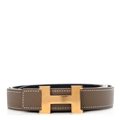 Hermes Swift Epsom 24mm Mini Constance H Belt 90 Black Etoupe 1 of 7