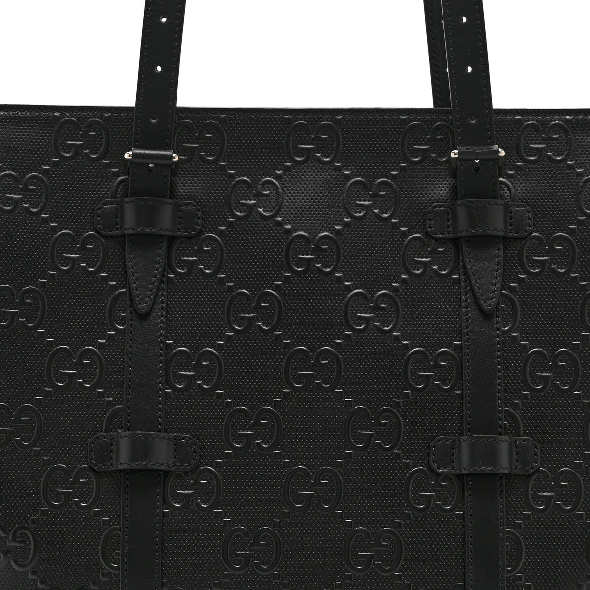 Calfskin GG Tennis Embossed Tote Bag Black