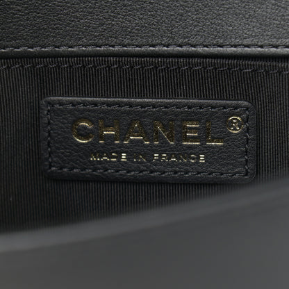 Chanel Calfskin Small Boy Logo Top Handle Flap Black 6 of 9