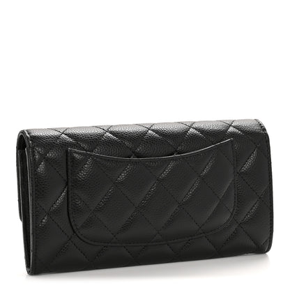 Chanel Caviar Quilted Large Gusset Flap Wallet Black 3 of 9