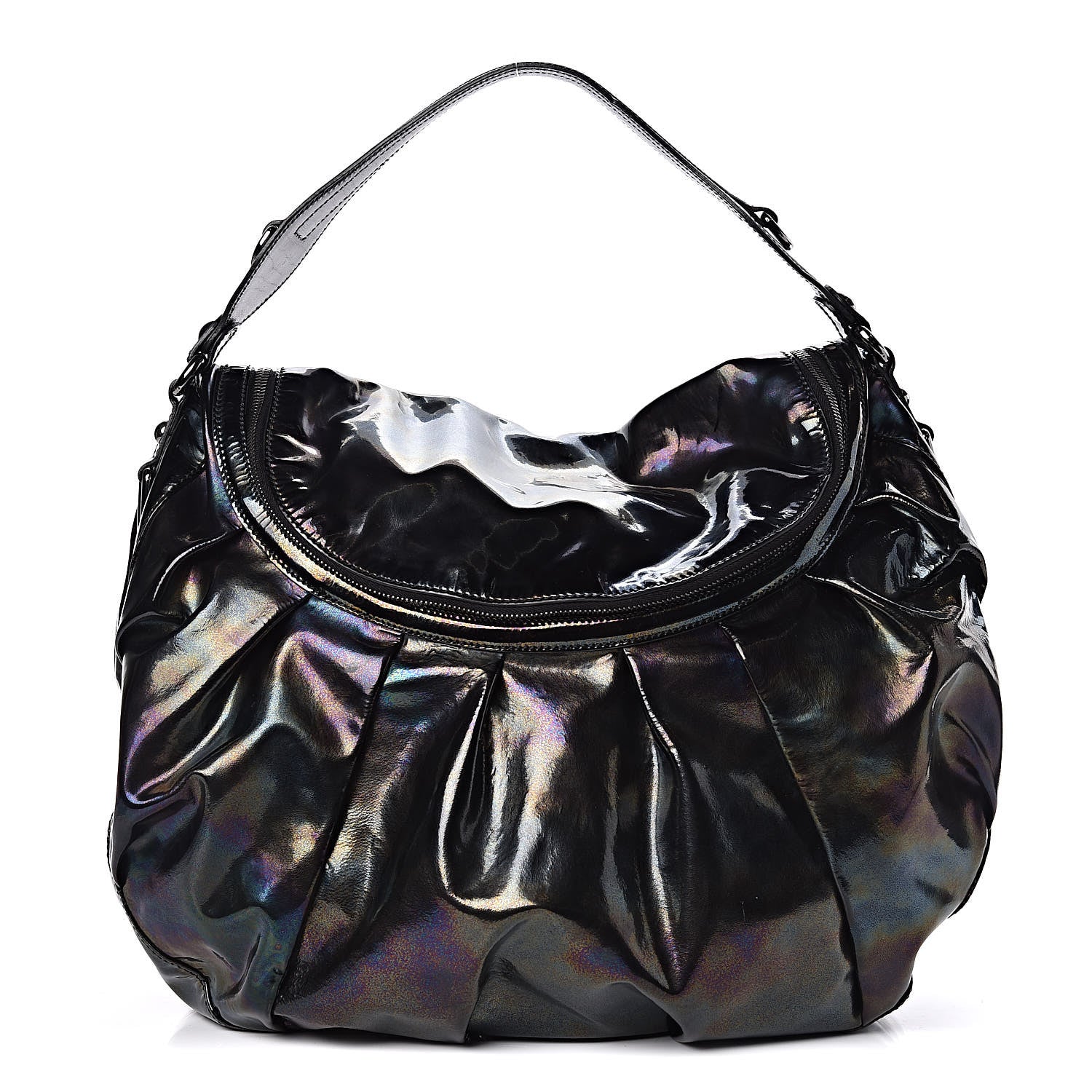 Gucci Iridescent Patent Medium Icon Bit Shoulder Bag Black 1 of 12