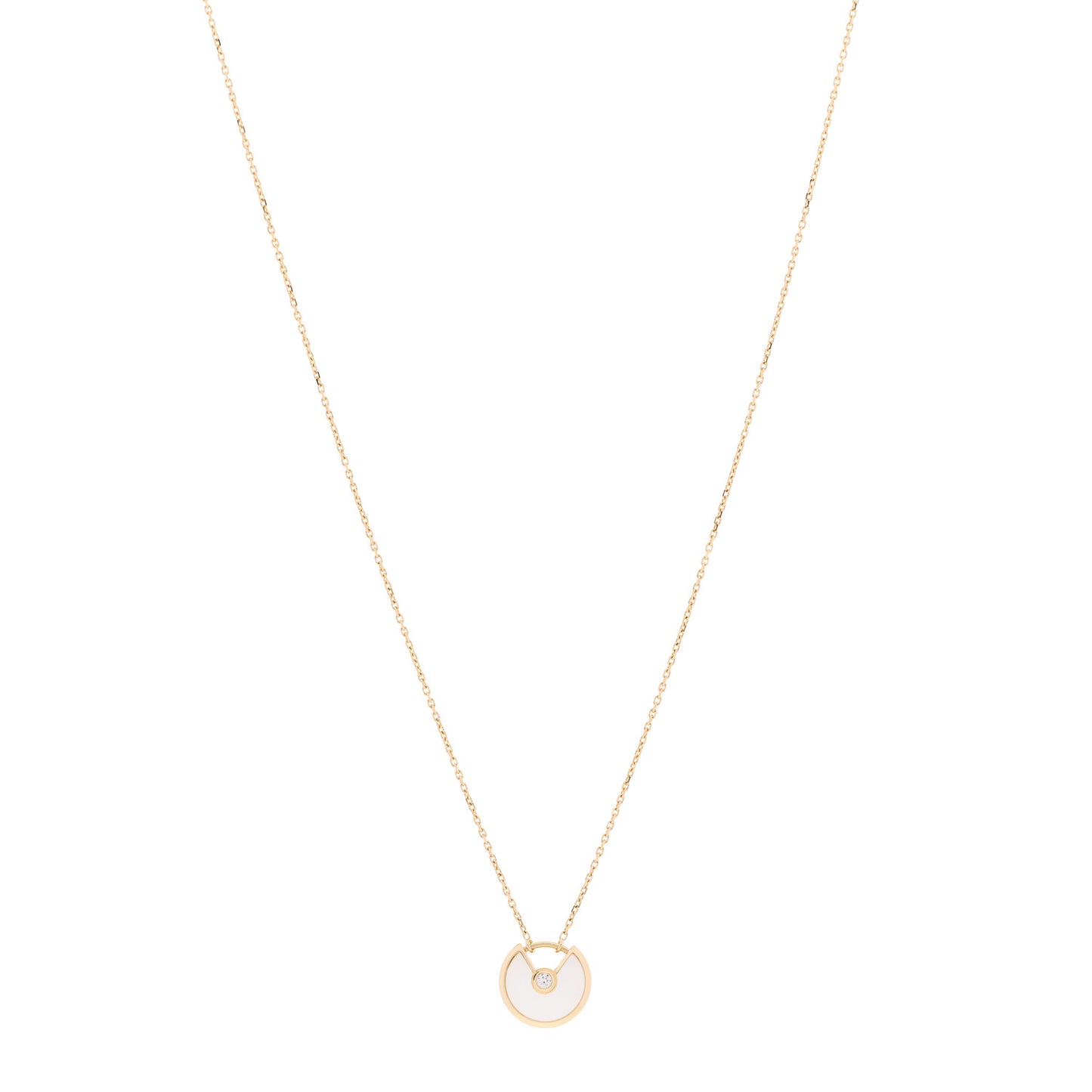 18K Yellow Gold Diamond Mother of Pearl XS Amulette de Cartier Pendant Necklace