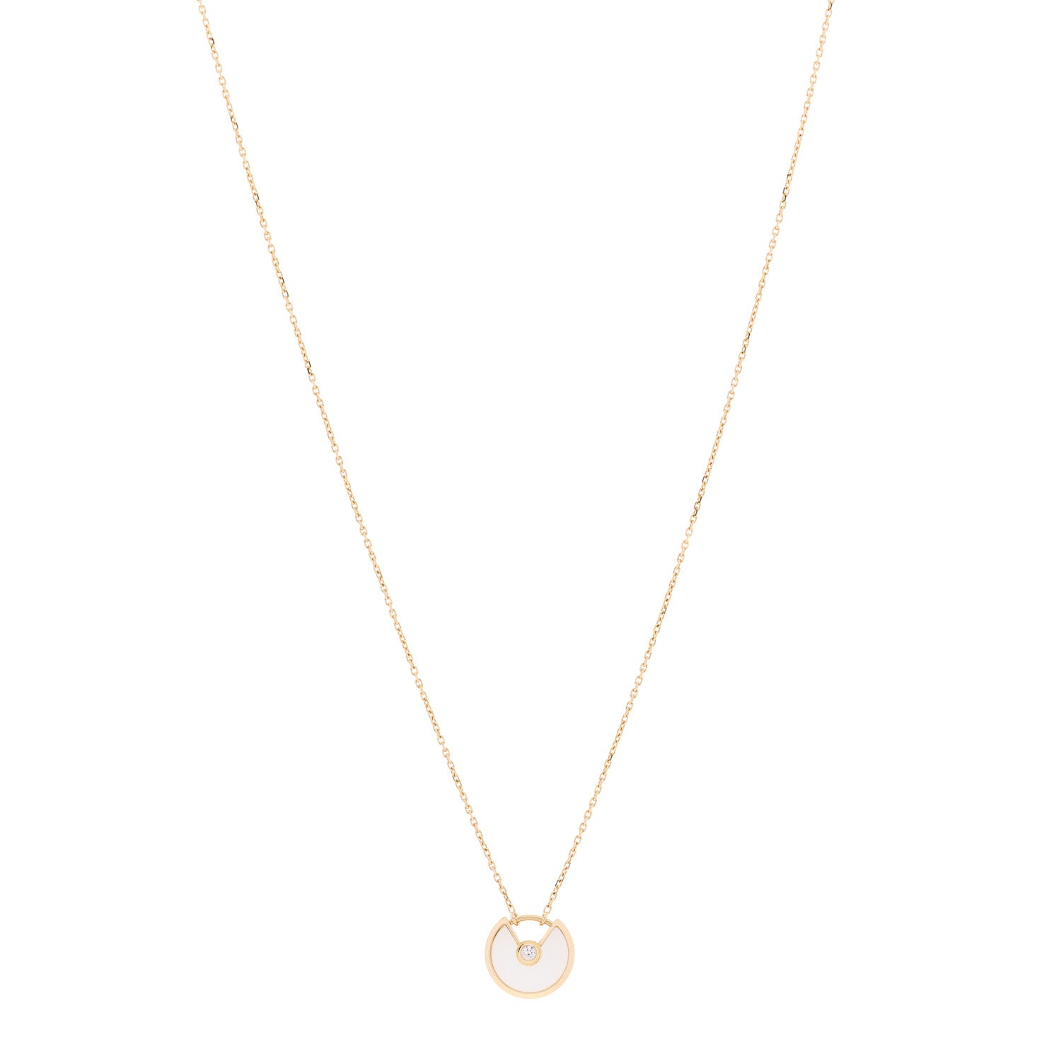 Cartier 18K Yellow Gold Diamond Mother of Pearl XS Amulette de Cartier Pendant Necklace 1 of 7