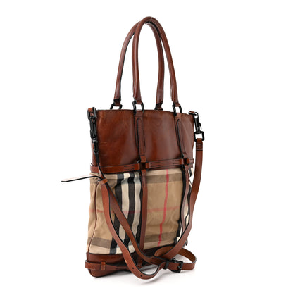 Burberry House Check Bridle Calfskin Tote Tan 3 of 22