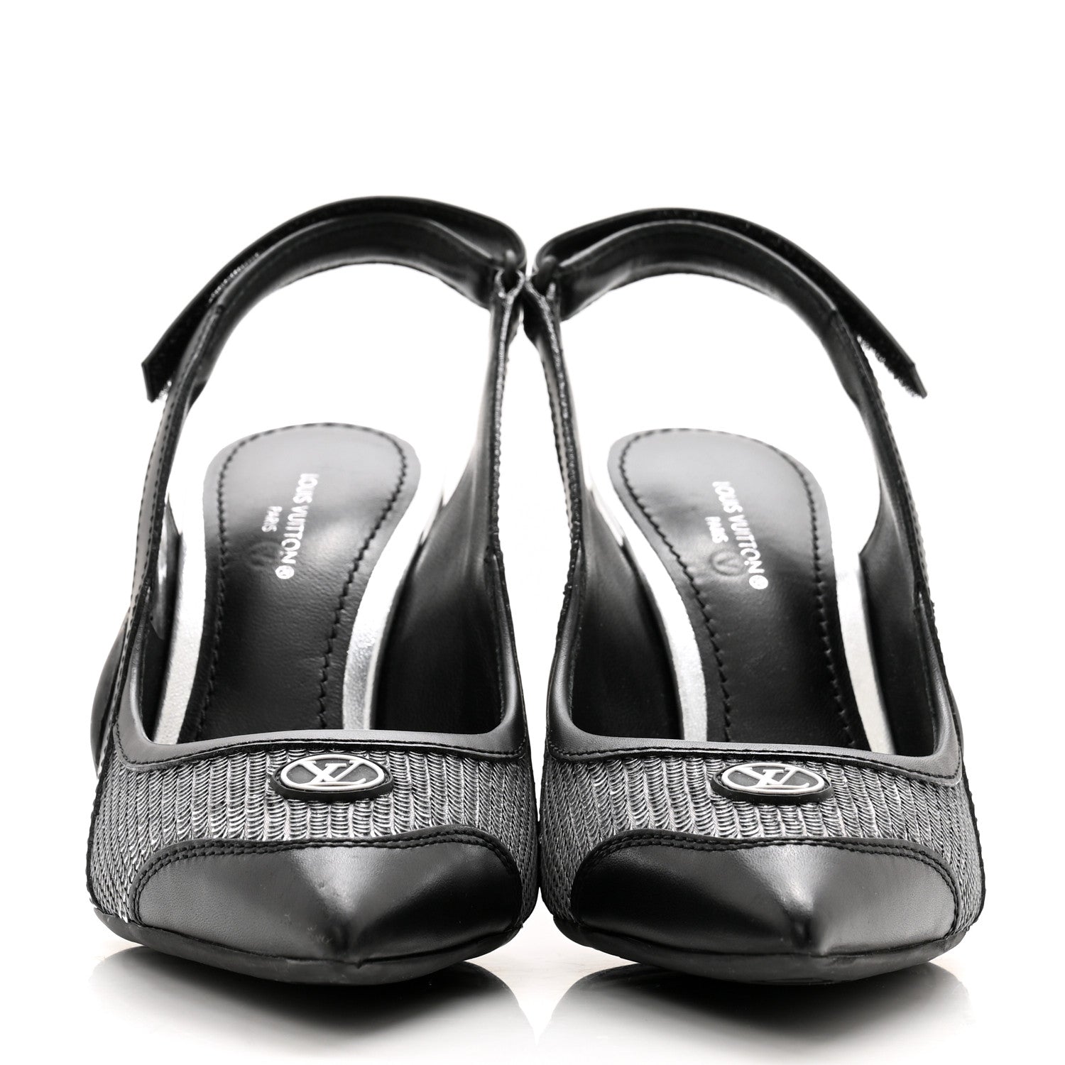 Louis Vuitton Calfskin Sequin Archlight Slingback Pumps 36 Black 2 of 10