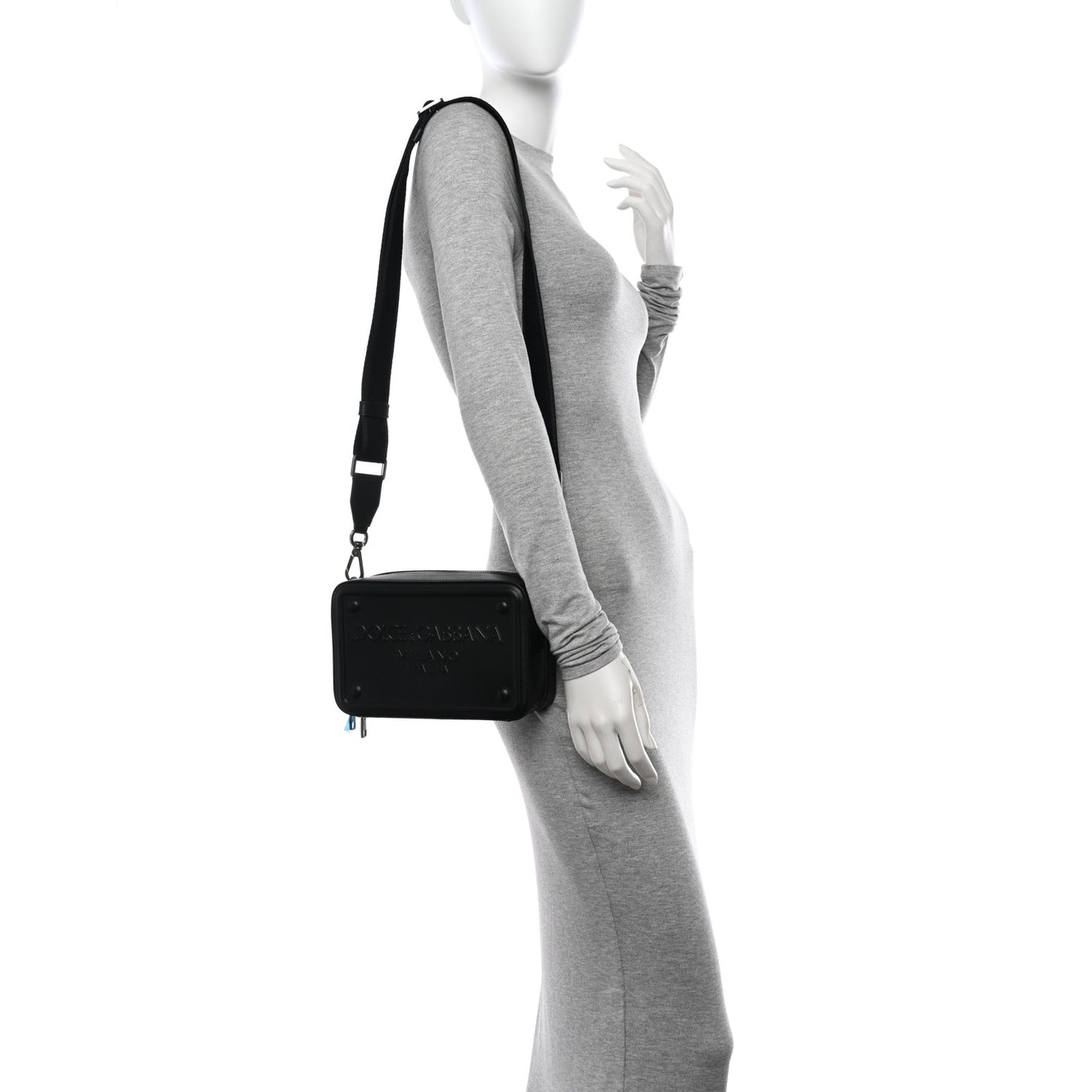 Calfskin Embossed DG Logo Crossbody Bag Black