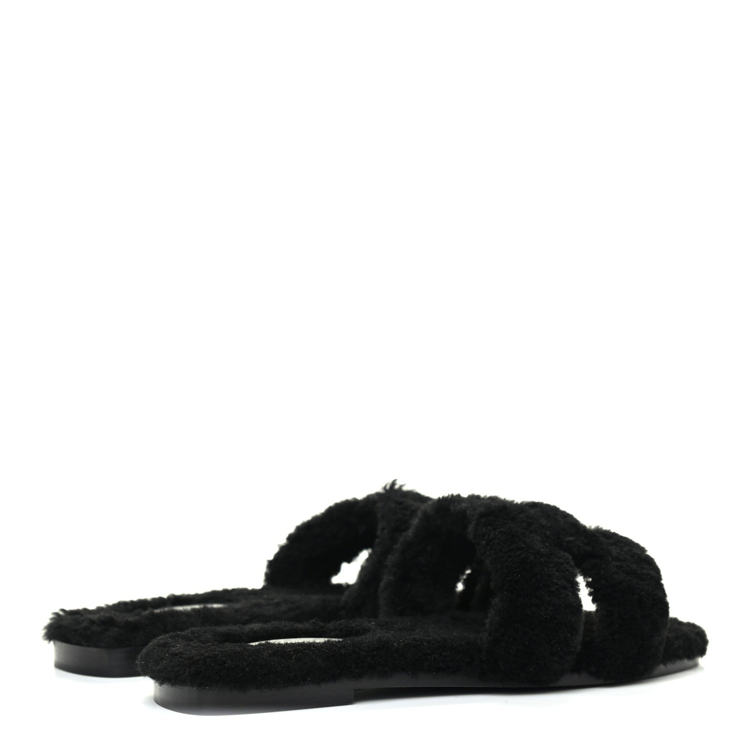 Hermes Woolskin Oran Sandals 39 Black 4 of 8