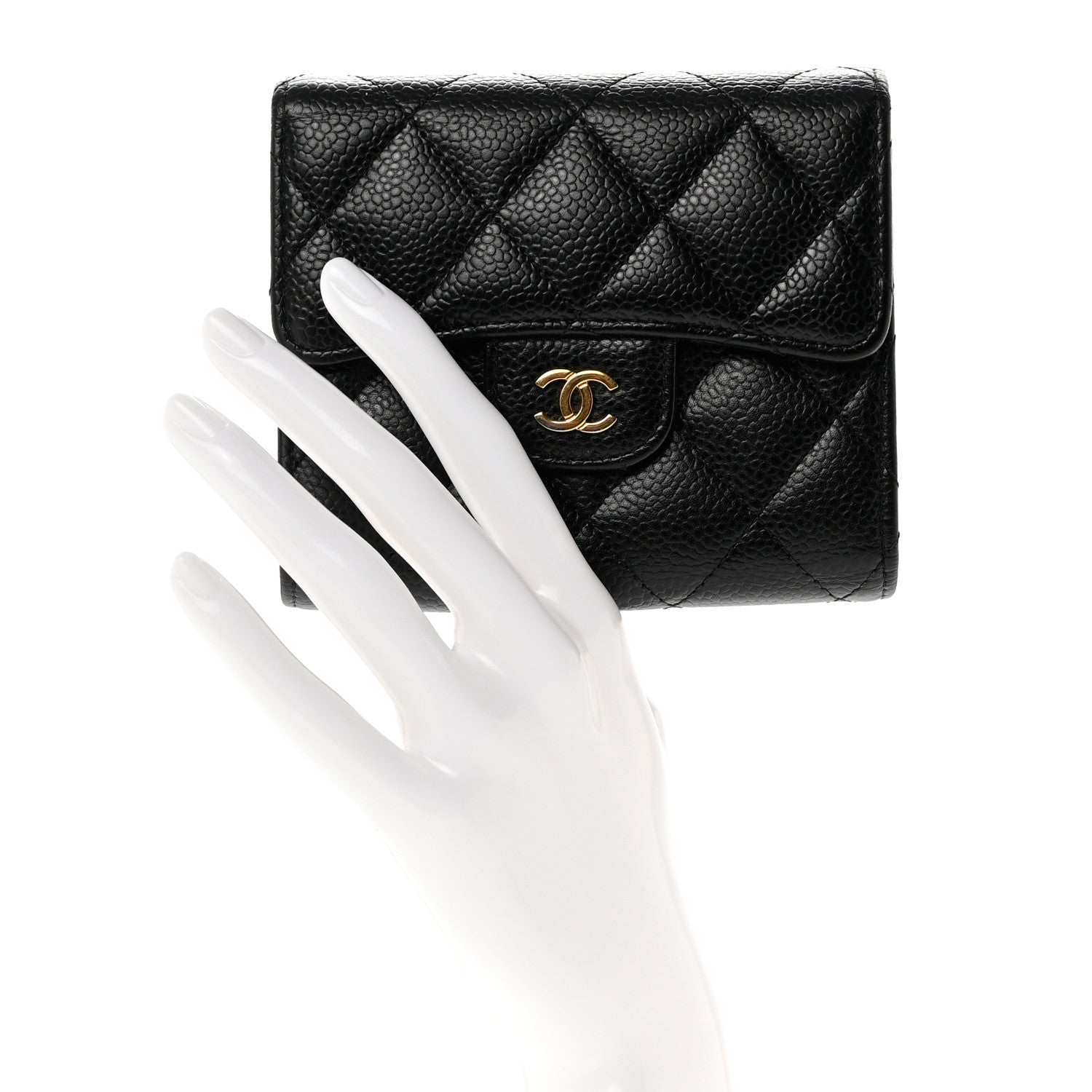 Chanel Caviar Quilted Compact Flap Wallet Black 2 of 9