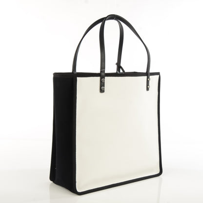Chanel Canvas Calfskin Let's Demonstrate Small Tote White Black 3 of 7