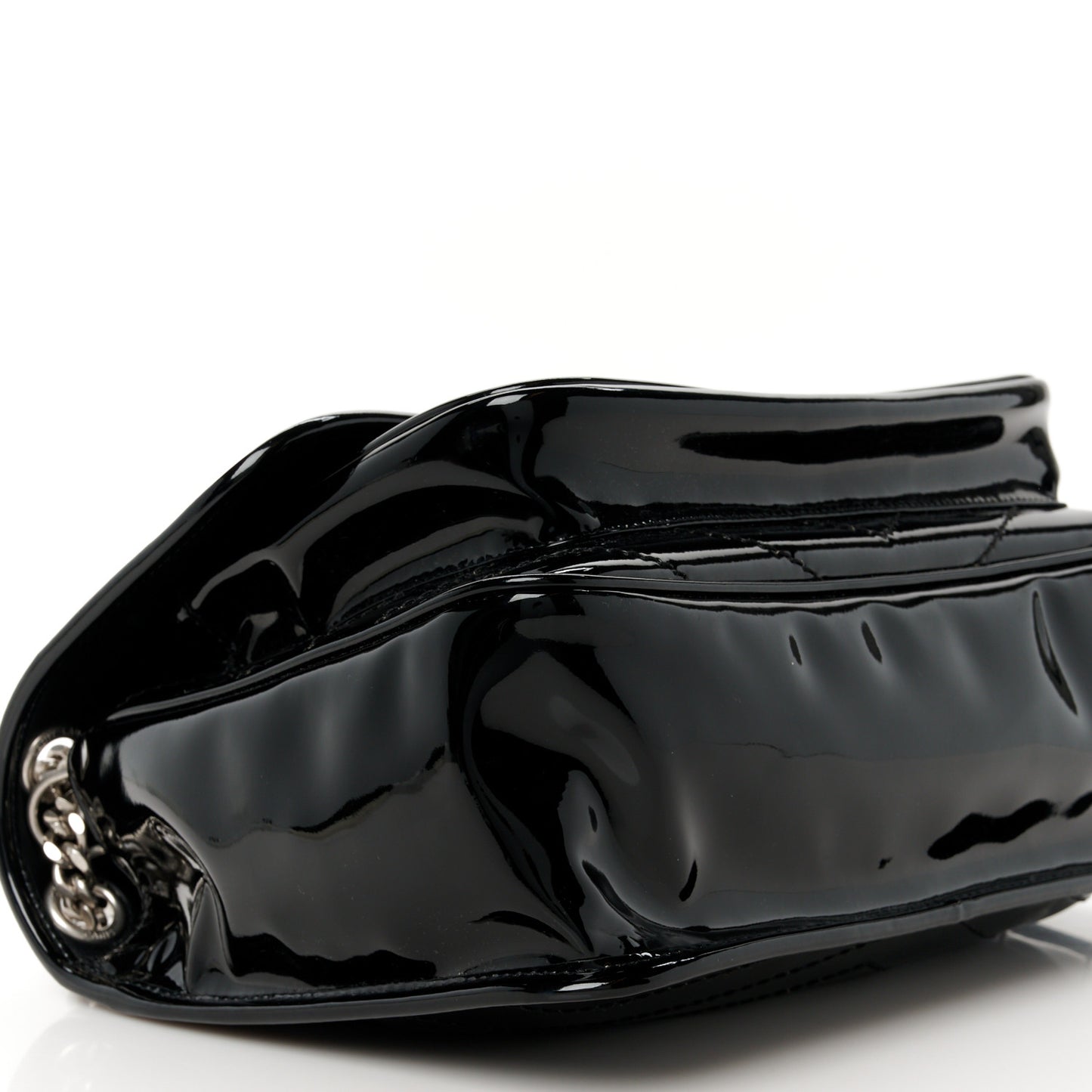 Patent Matelasse Monogram Medium Niki Chain Satchel Black