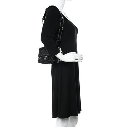 Chanel Patent Tweed Mini Kiss Lock Flap Double Bag Black Multicolor 2 of 12