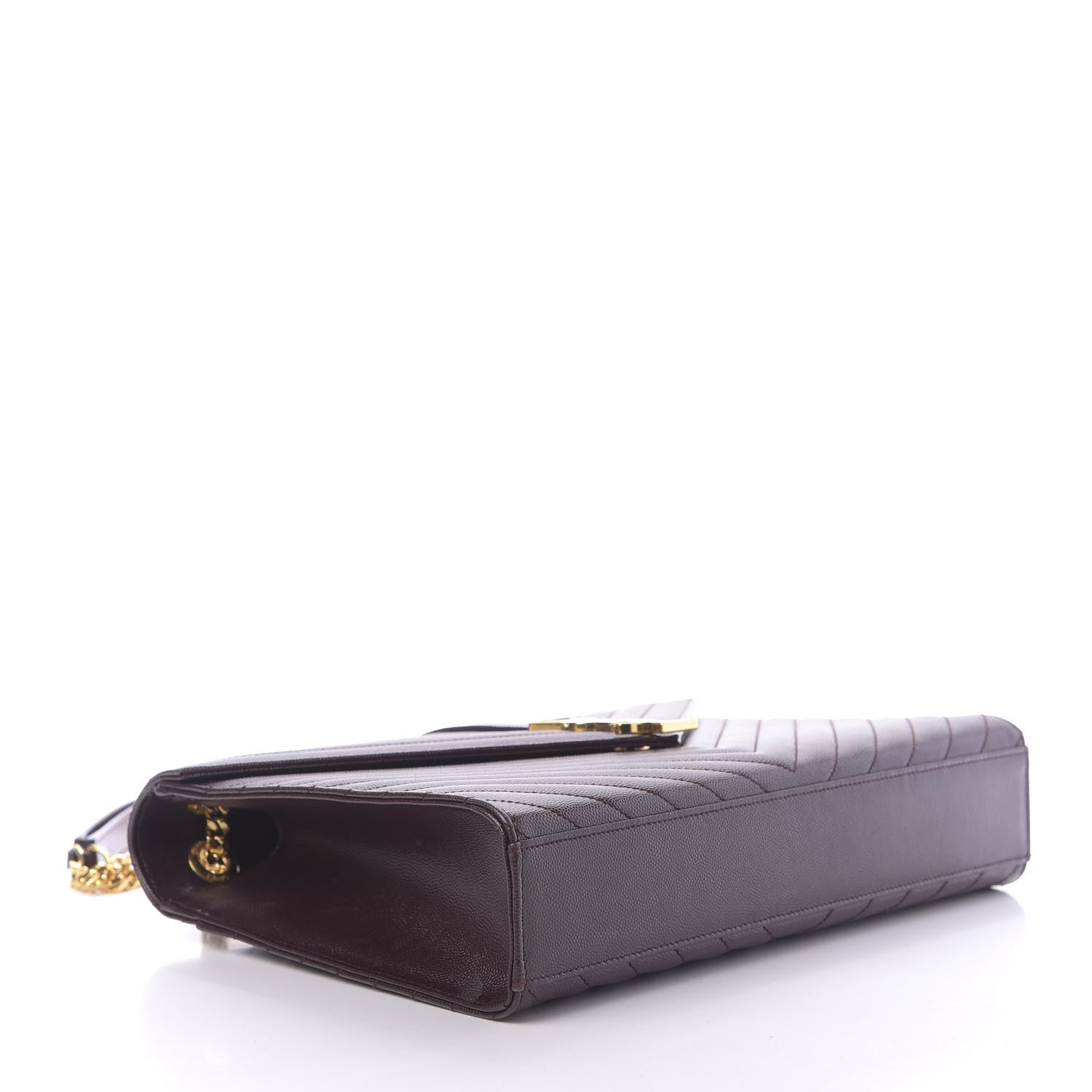 Saint Laurent Grain De Poudre Matelasse Chevron Large Monogram Satchel Rouge Legion 4 of 10