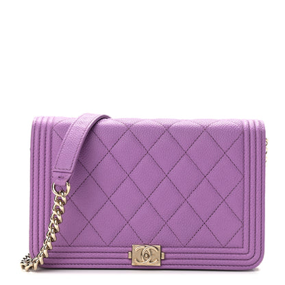 Chanel Caviar Quilted Boy Wallet On Chain WOC Purple 1 of 13
