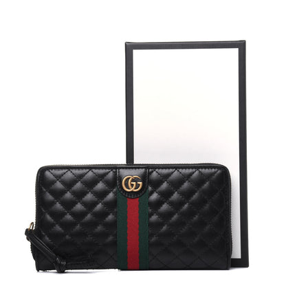 Gucci Calfskin Web Trapuntata GG Zip Around Wallet Black 12 of 12