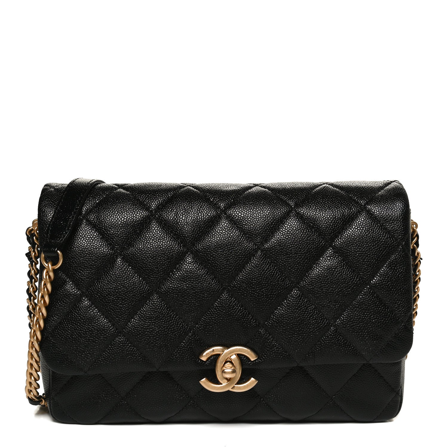 Chanel Shiny Caviar Quilted Large Chain Melody Flap Black 1 of 11