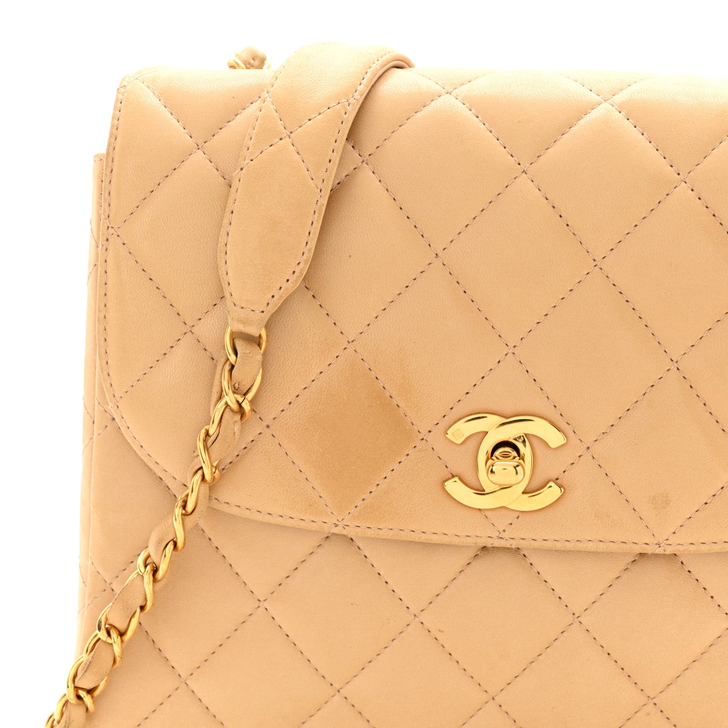 Chanel Lambskin Quilted Flap Shoulder Bag Beige 14 of 18