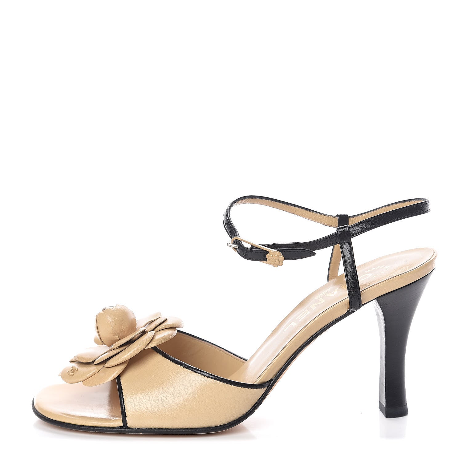 Chanel Lambskin Camellia Sandals 37 Beige 1 of 15