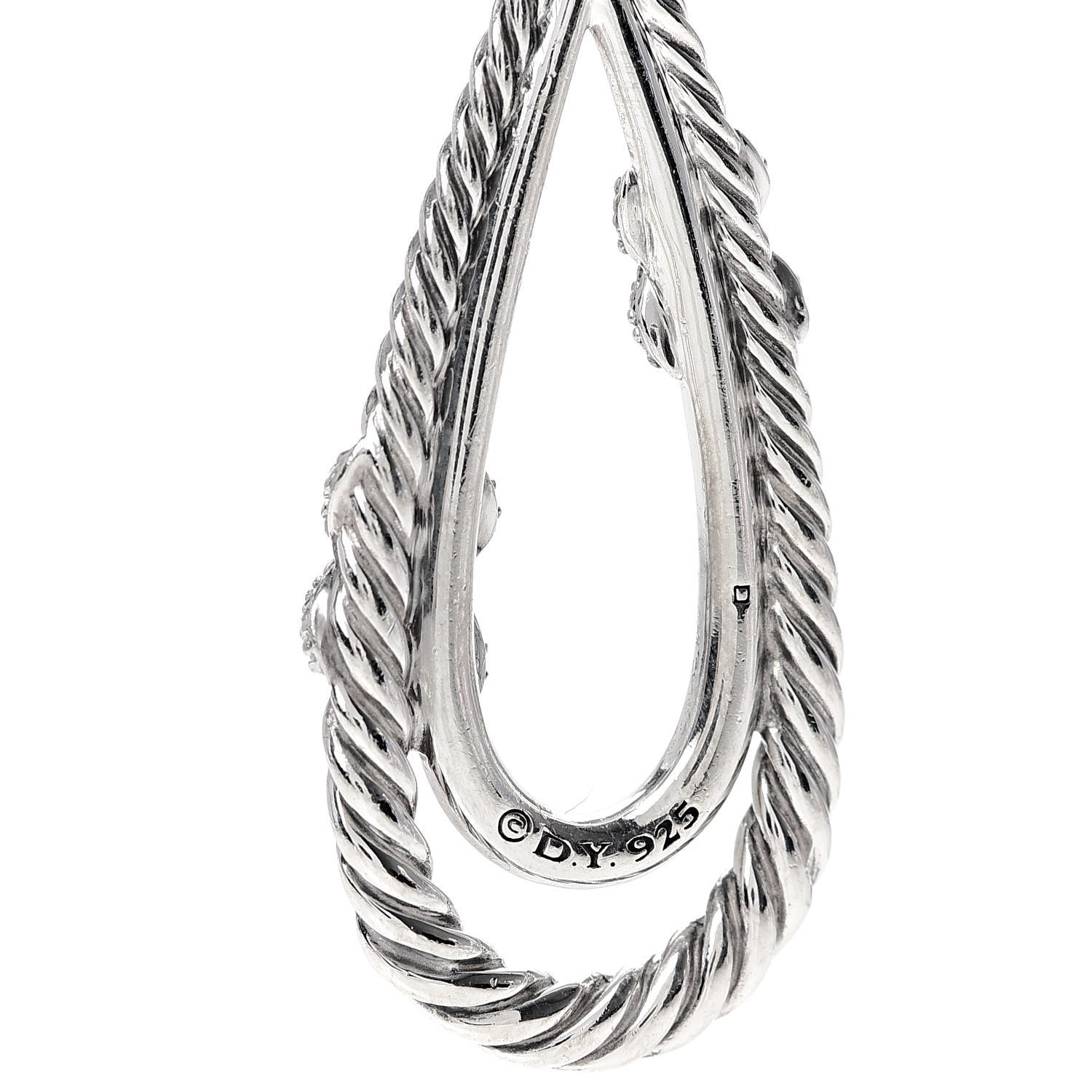 David Yurman Sterling Silver Diamond X Drop Earrings 4 of 4