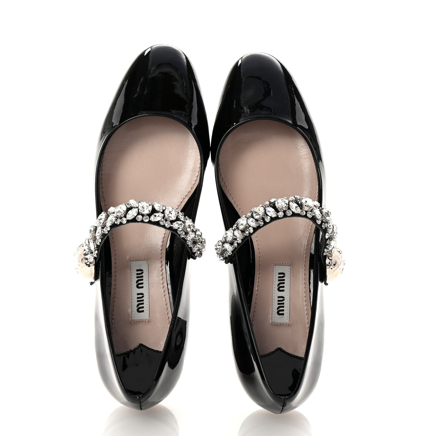 Miu Miu Patent Crystal Mary Jane Flats 36.5 Black 2 of 9