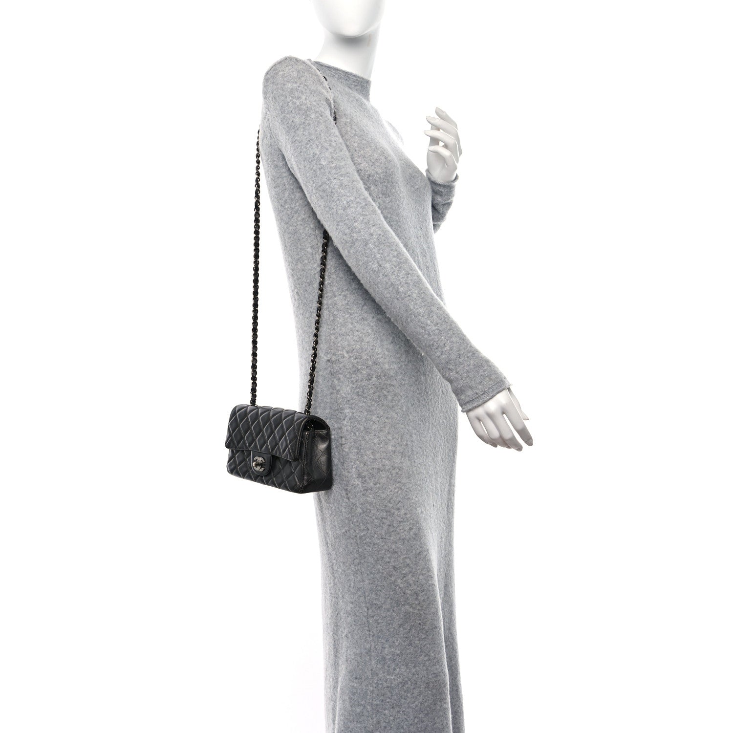 Chanel Metallic Calfskin Quilted Mini Rectangular Flap Grey 2 of 11