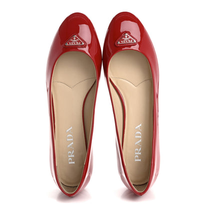 Prada Patent Triangle Ballerina Flats 36.5 Rosso 2 of 11