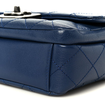 Chanel Shiny Goatskin Quilted Small Double Carry Waist Chain Flap Blue 10 of 10